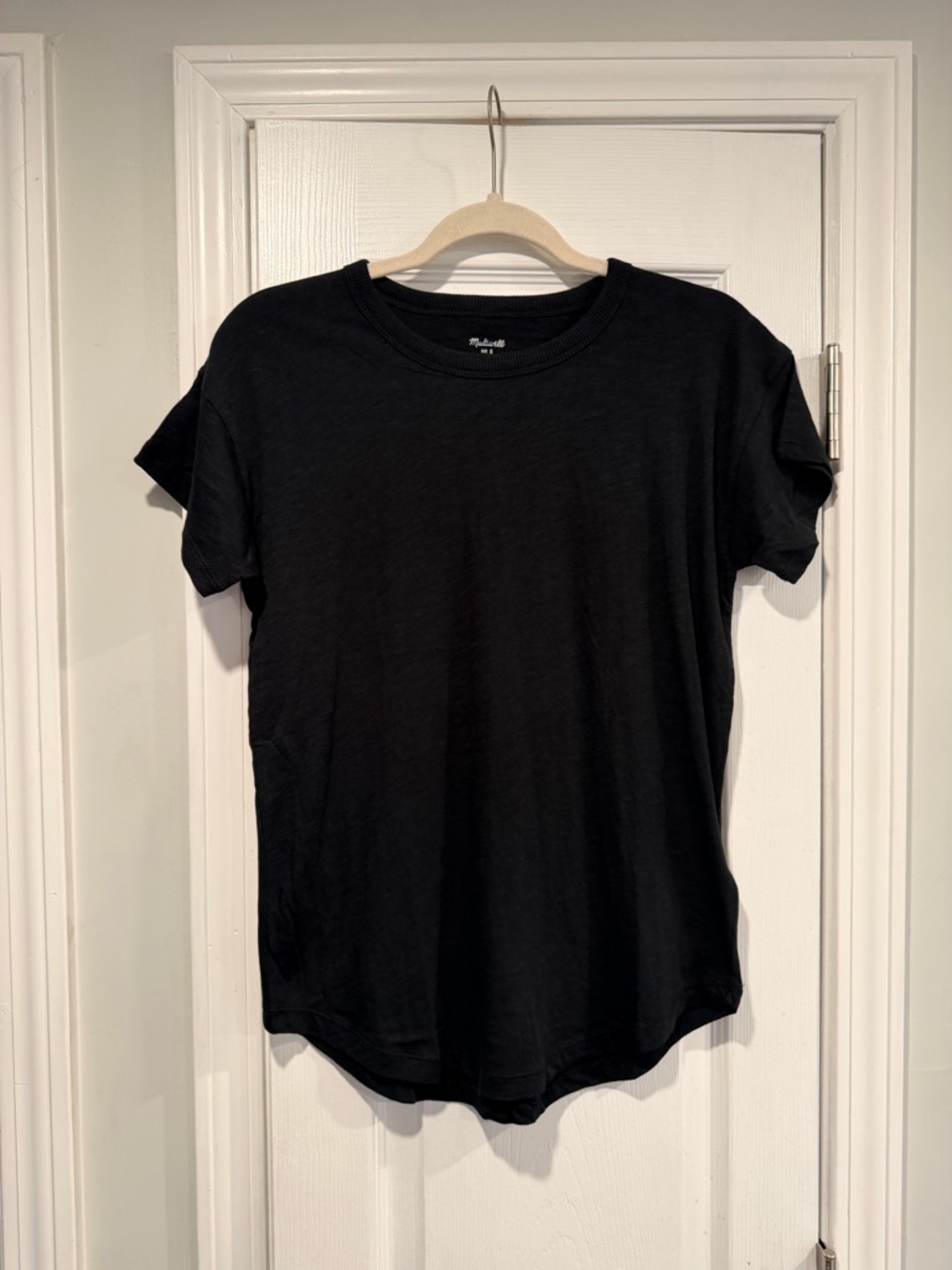 NWOT Madewell Size S Black Slub Cotton Ribbed Crew Neck Short Sleeve Tee